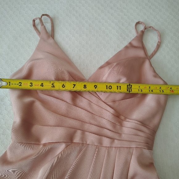 Faviana Pink Ruched Slit Maxi Gown Size 6 - Picture 8 of 13